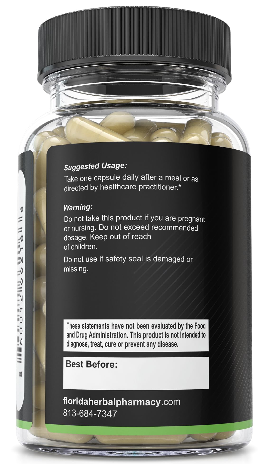 Florida Herbal Pharmacy NRF2 Complex label showing batch number and safety notes