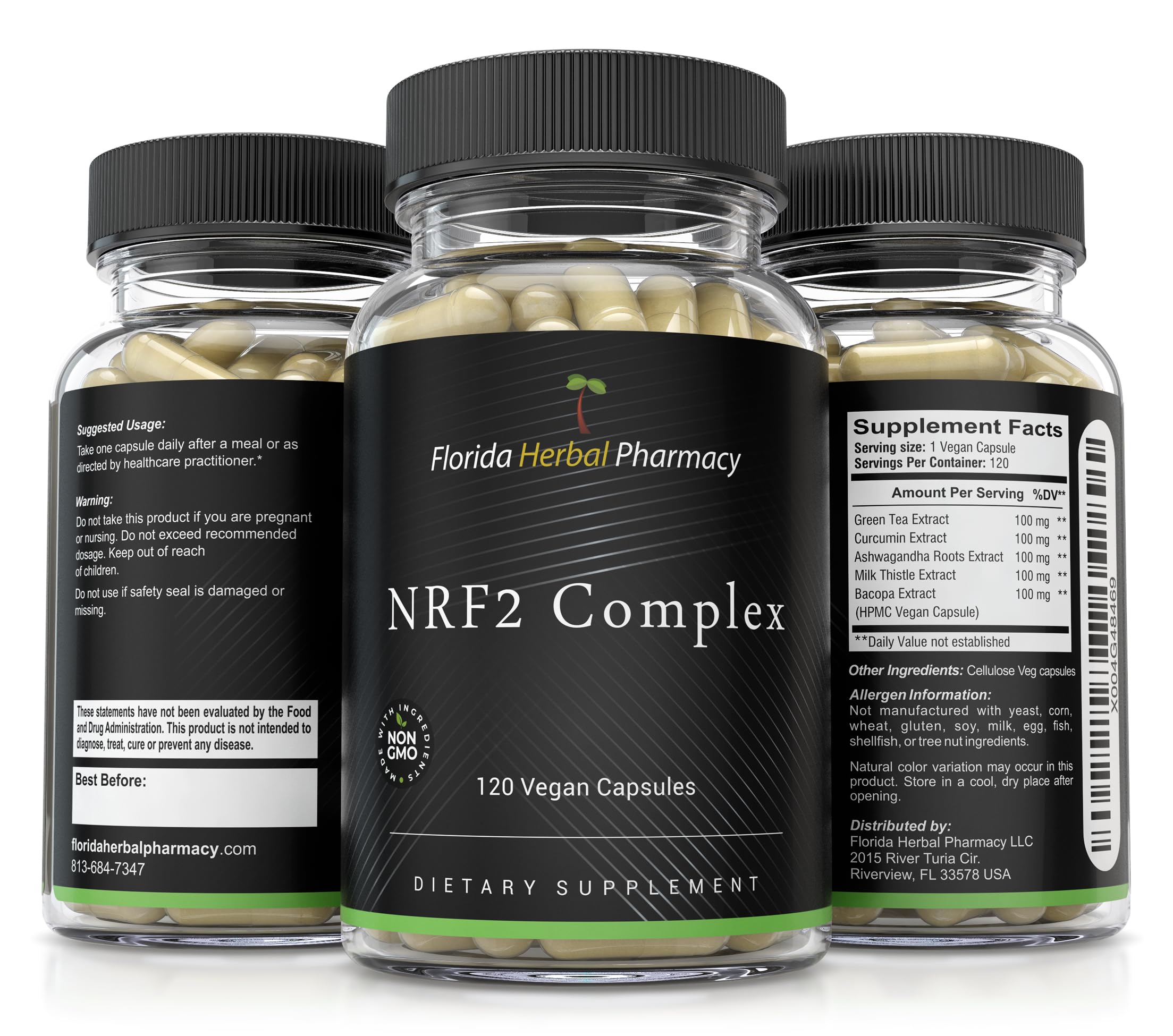 Florida Herbal Pharmacy NRF2 Complex packaging front with easy-to-store design