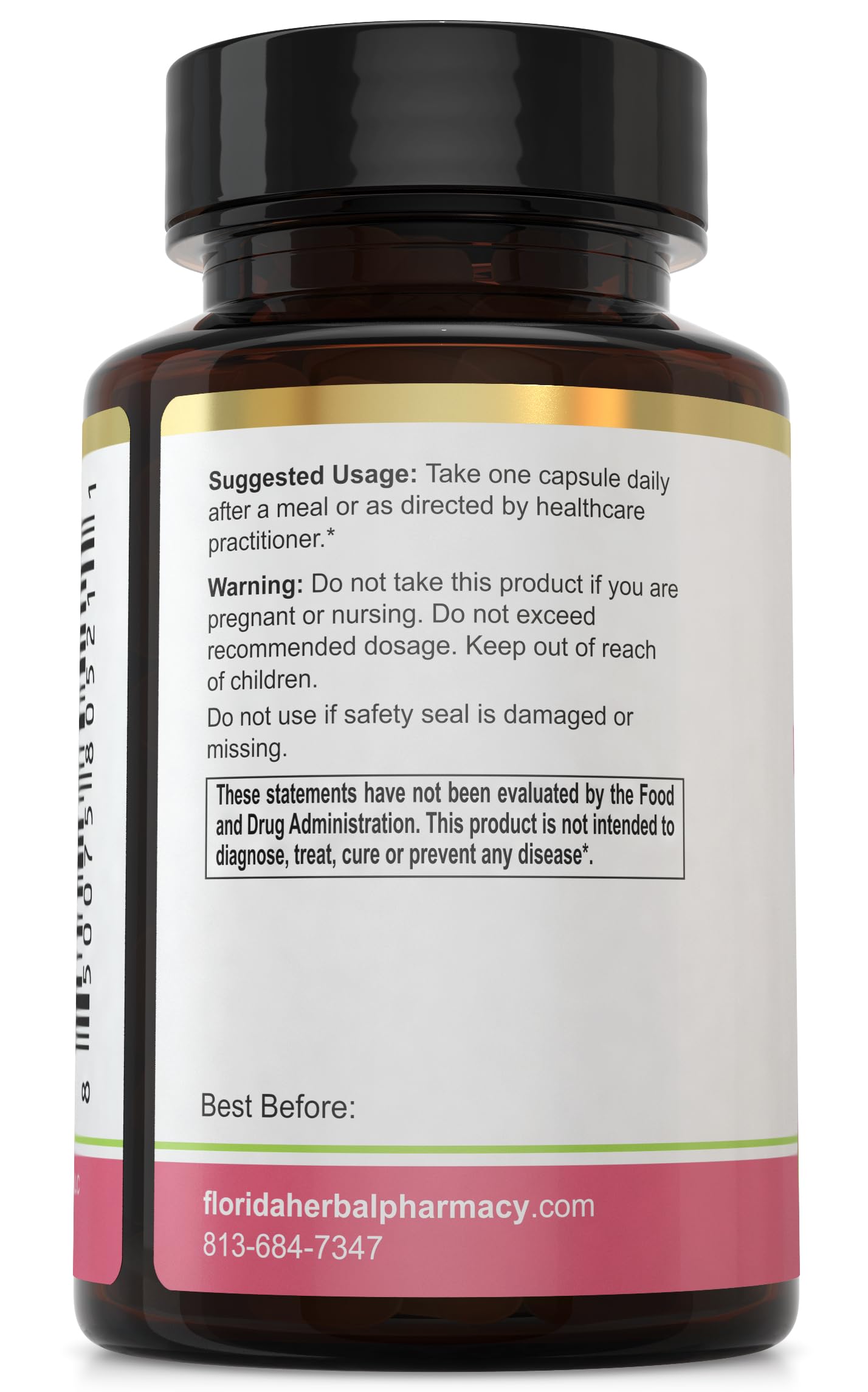 Close-up of Pao Pereira Rauwolfia capsules showing 10:1 potency and daily dose