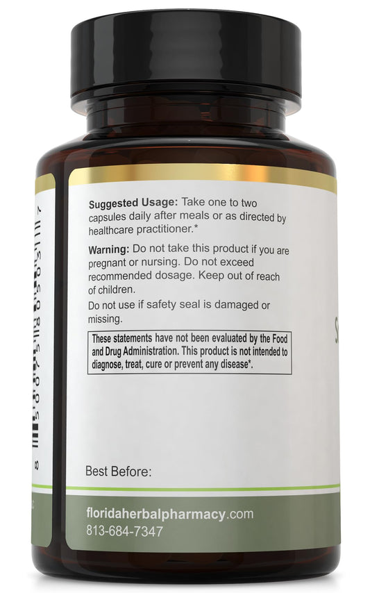 Florida Herbal Pharmacy Solomons Seal capsules closeup emphasizes convenient daily capsules for wellness