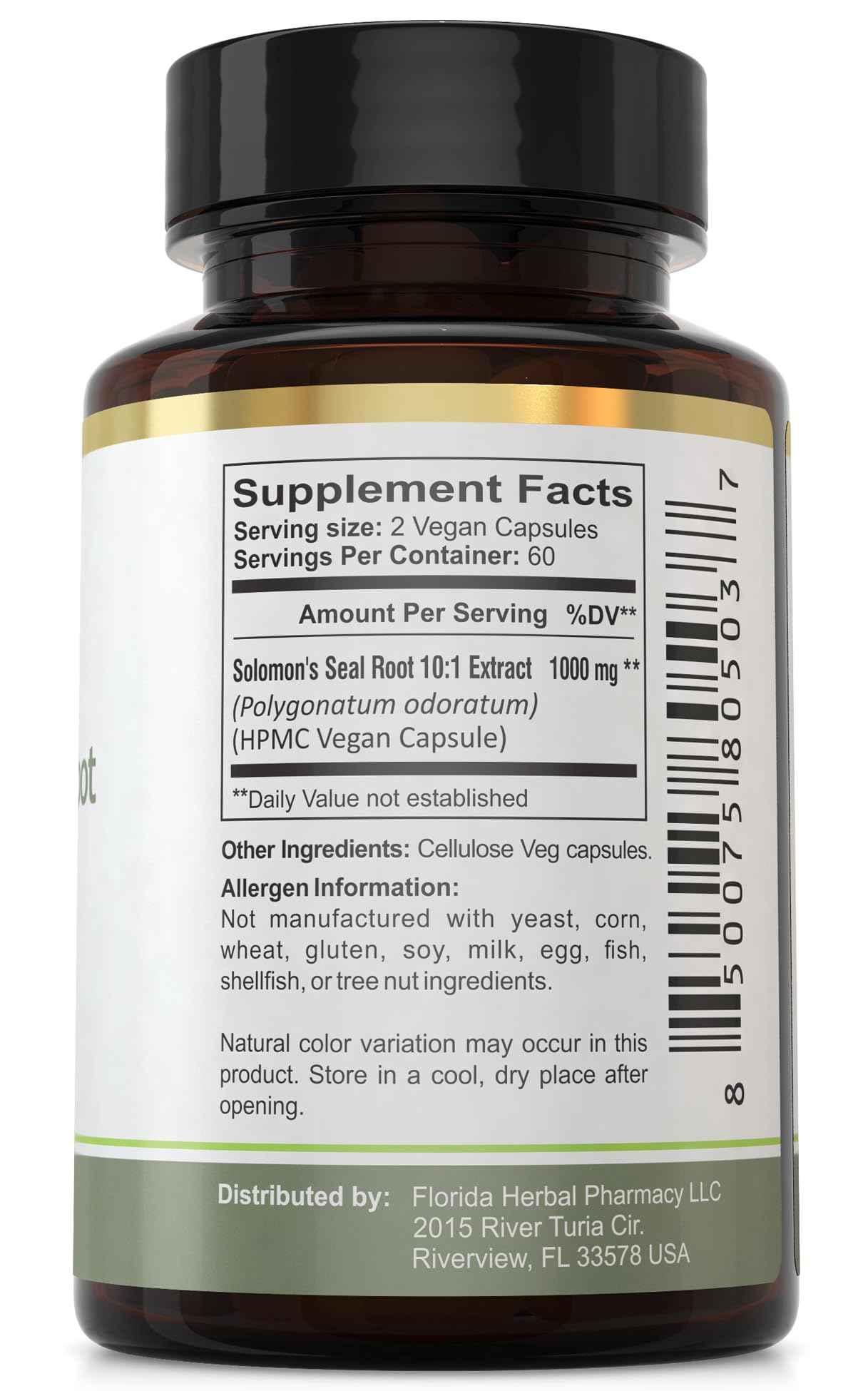 Florida Herbal Pharmacy Solomons Seal label closeup confirms authenticity