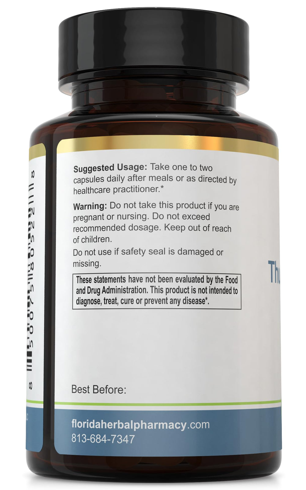 Florida Herbal Pharmacy Thunder God Vine Root extract capsules shown for high-potency daily use.