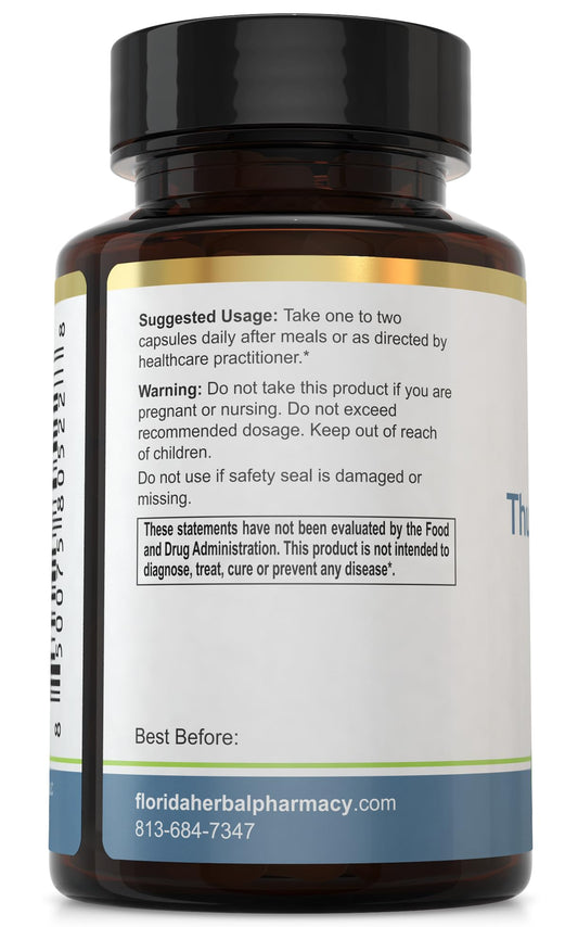 Florida Herbal Pharmacy Thunder God Vine Root extract capsules shown for high-potency daily use.
