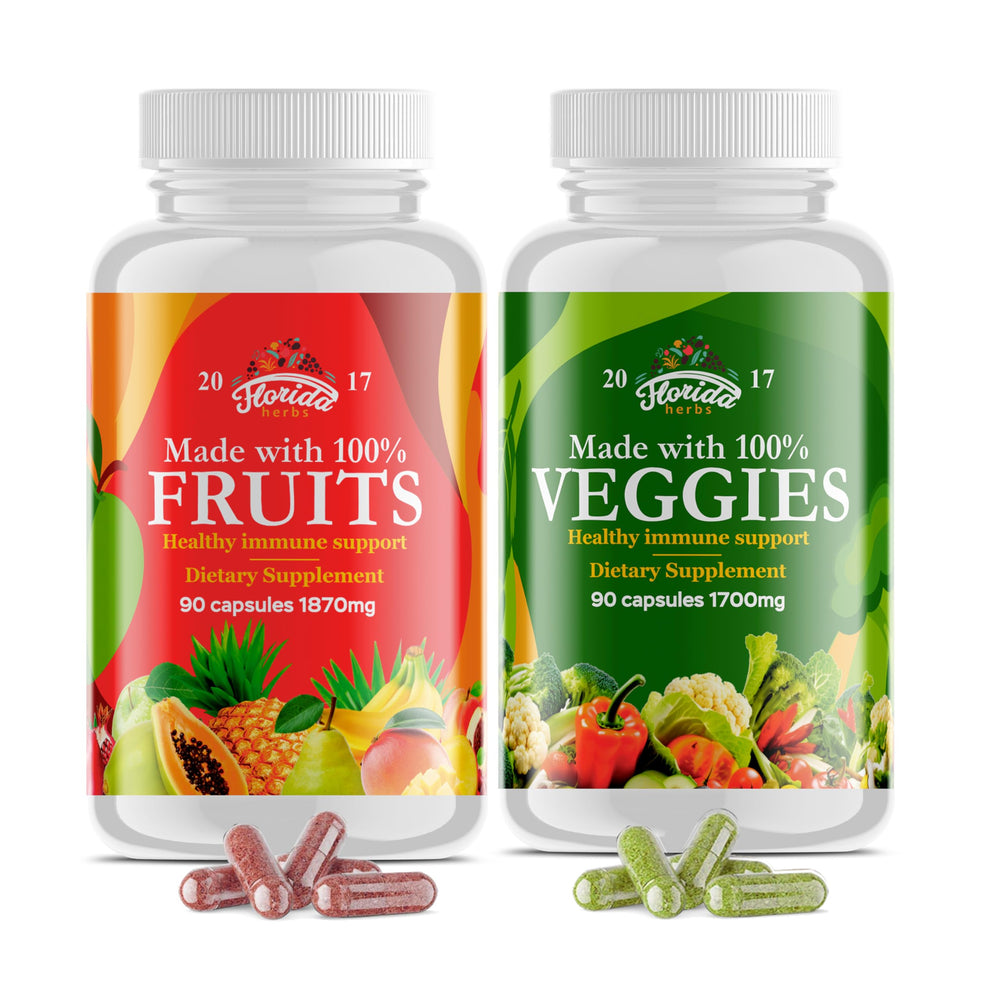 Florida Herbs Fruits & Veggies bottle-front showing a convenient daily wellness option
