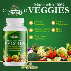 Florida Herbs Fruits & Veggies ingredients sources include spinach, kale, berries for diversity