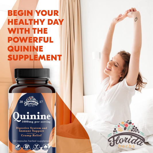 FLORIDA HERBS Quinine capsules close-up with cinchona bark