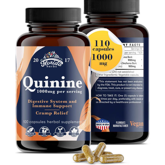 FLORIDA HERBS Quinine bottle close-up for leg comfort