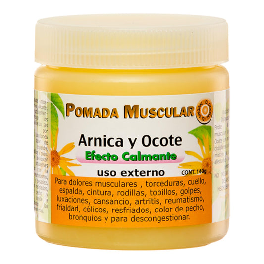 Florigan Arnica-Ocote muscle ointment jar close-up for soothing, targeted relief.