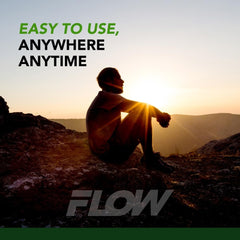 Flow Pouches flat lay mockup showing sleek design and portability.