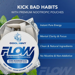 Flow Pouches Mushroom Energy Pouch Closeup; convenient, hands-free focus aid.