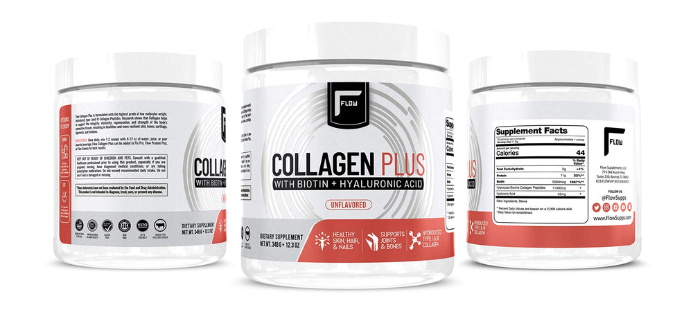 Flow Supps Collagen Plus in a shaken beverage with creamy texture.
