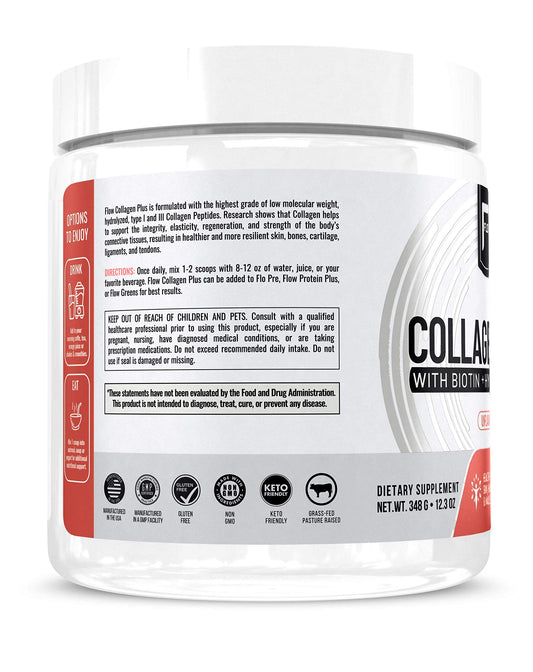 Flow Supps Collagen Plus scoop for easy mixing into drinks.
