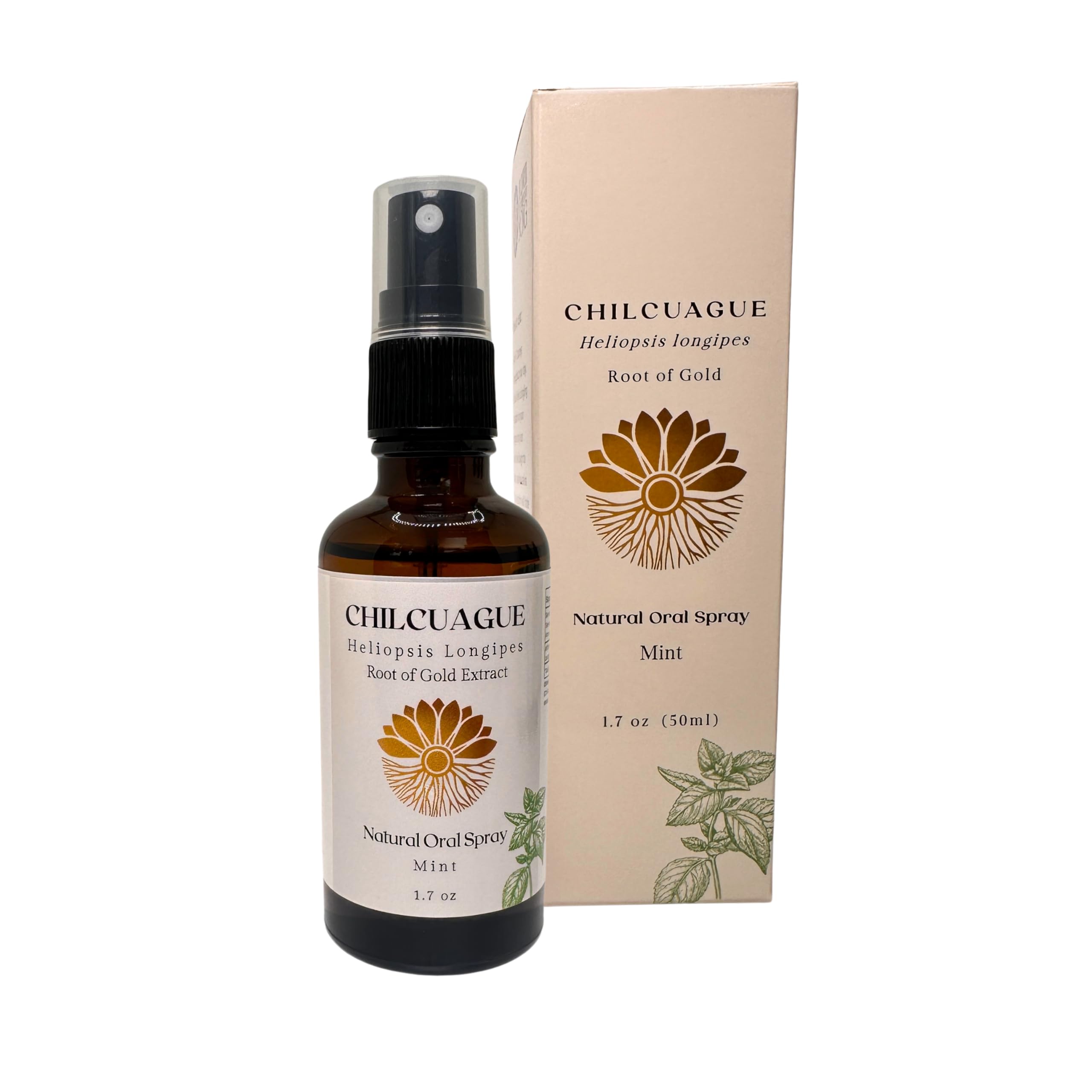 Flower & Song Chilcuague Oral Spray Mint pump shows on demand relief with 1-2 sprays