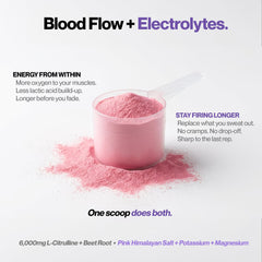 Flowy Stim Free electrolyte blend close-up shows pink Himalayan salt for hydration