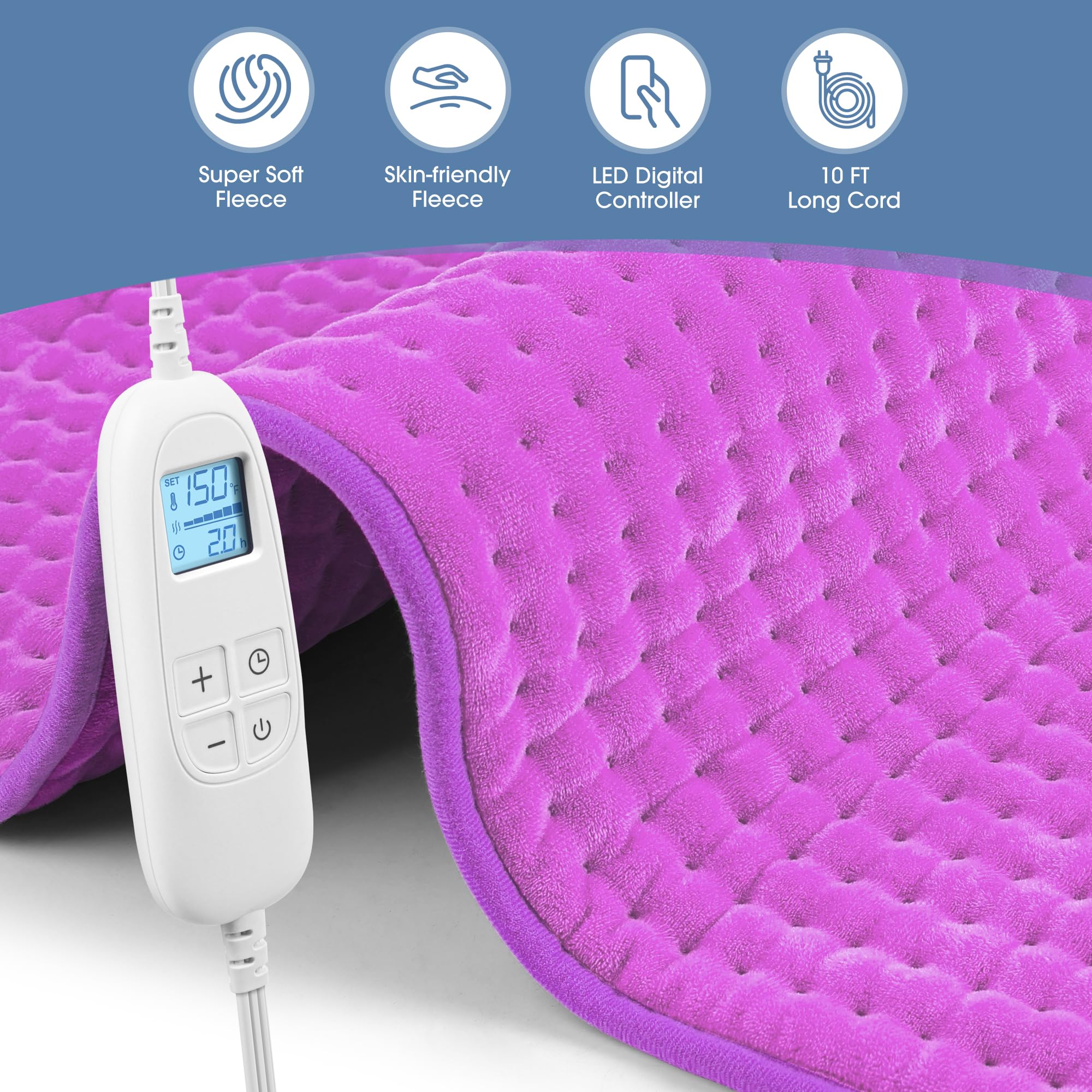 FluffyWarmth pad includes 4 timers for tailored session lengths