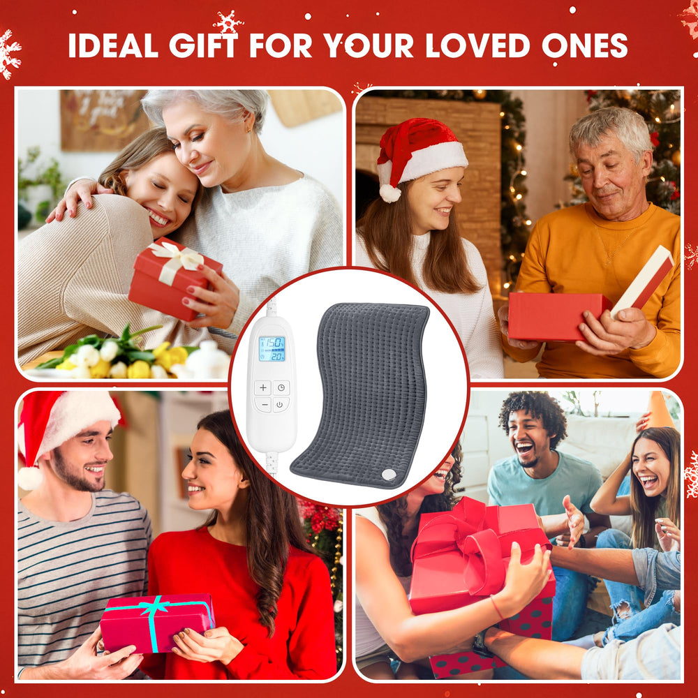 FluffyWarmth XXXL heating pad for neck relief with adjustable heat.