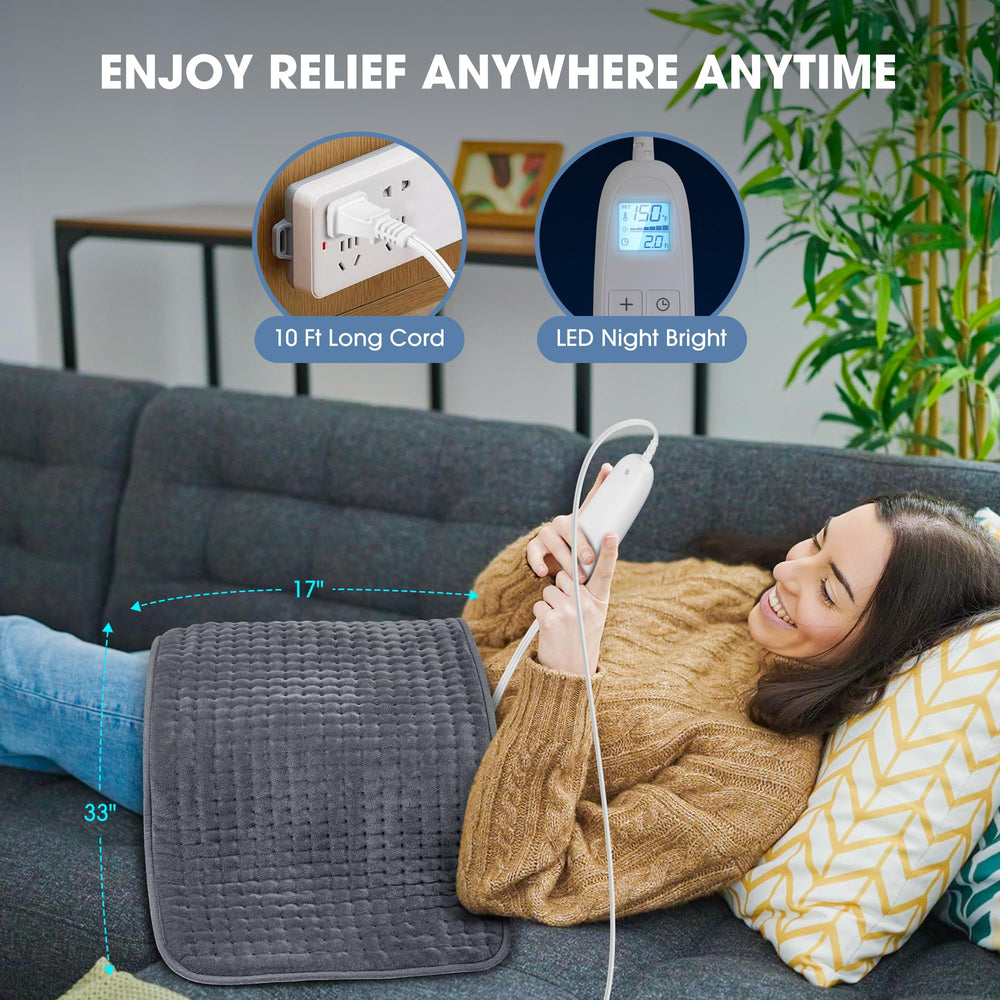 FluffyWarmth XXXL heating pad with ultra-soft fleece and quick-heat design for cozy relief.