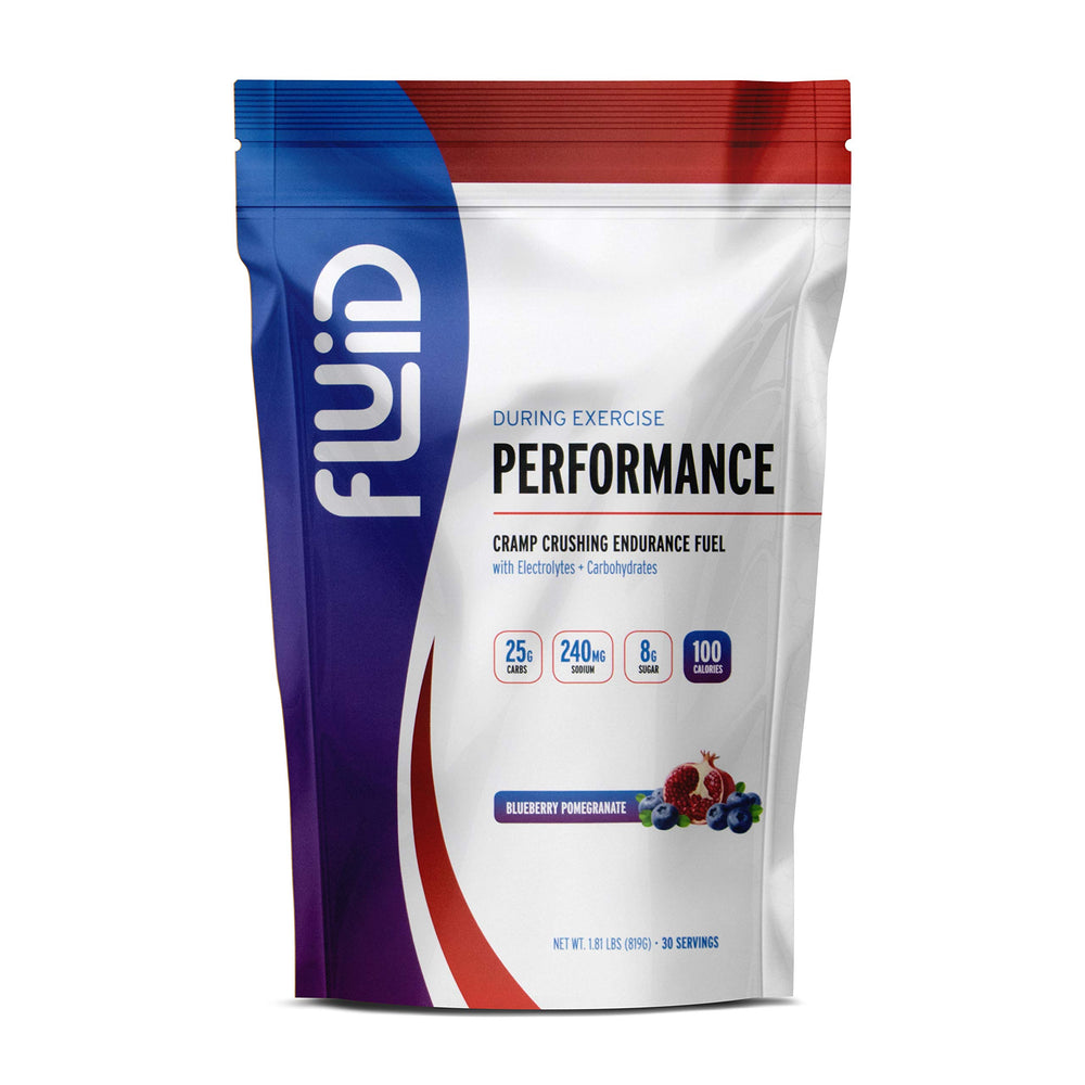 Fluid Performance powder in Blueberry Pomegranate fuels endurance with natural ingredients.