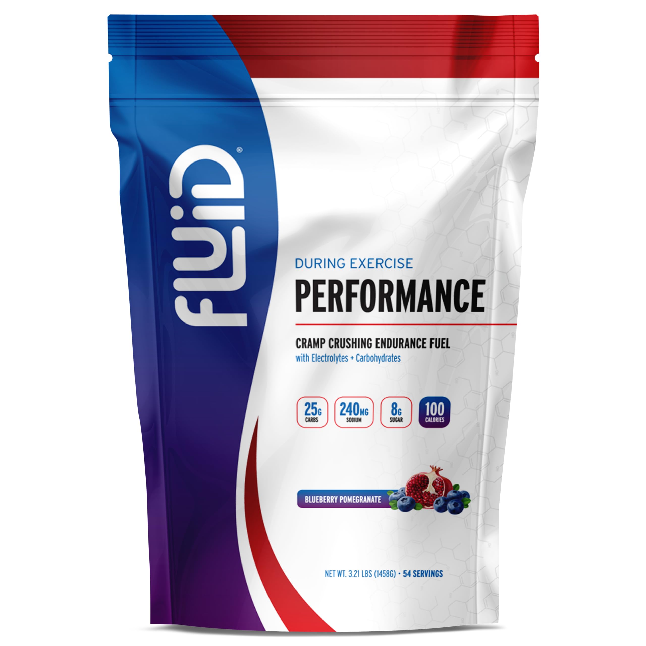 Fluid Performance bottle in Blueberry Pomegranate for on-the-go hydration.