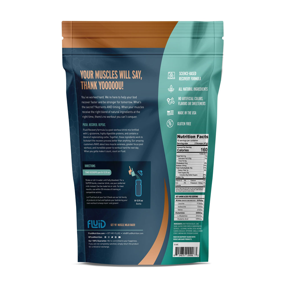 Fluid Recovery shaker – Mint Chocolate, easy to mix for a creamy post-workout shake.