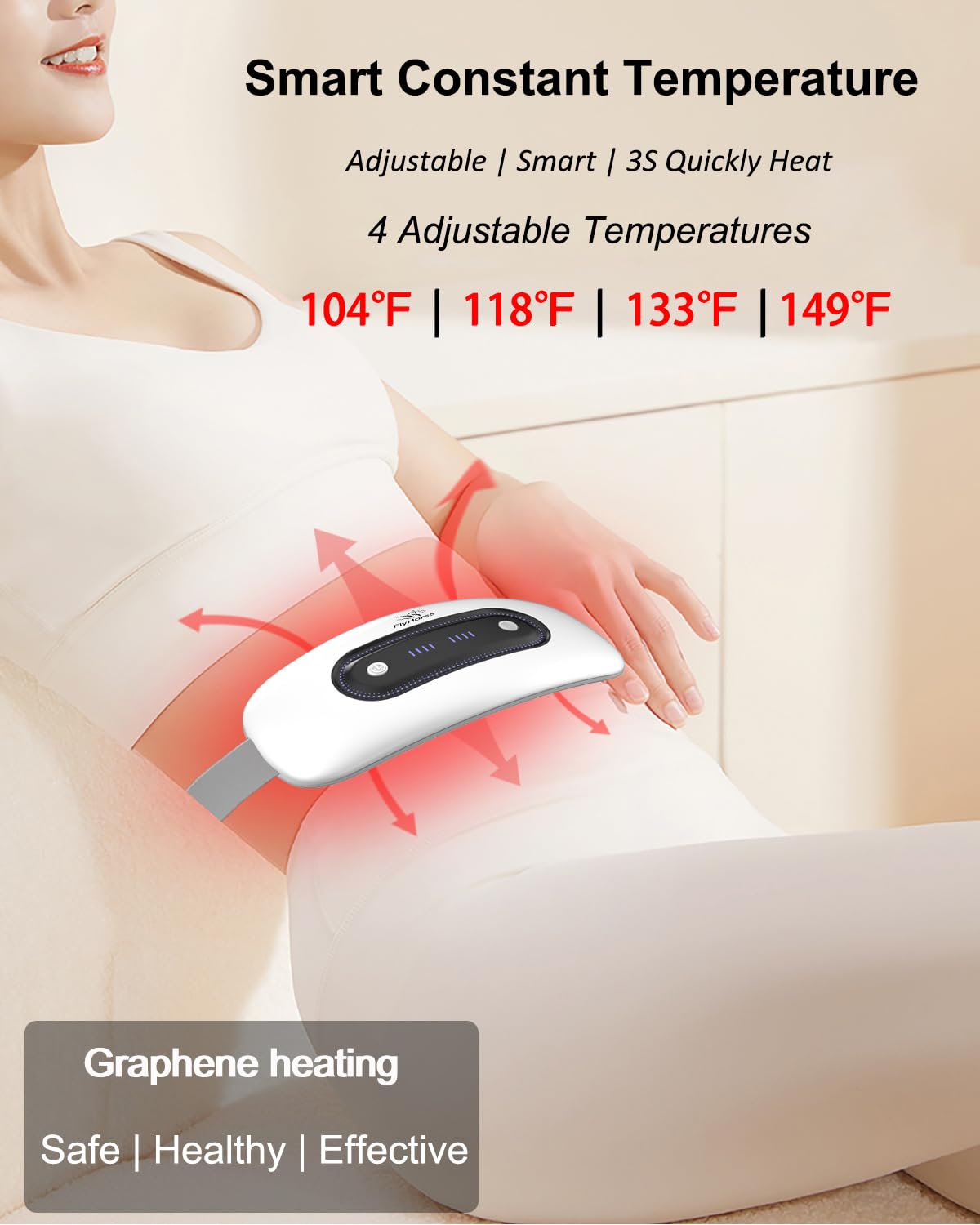 Flyhorse heating pad large coverage area suitable for belly, back, or neck.