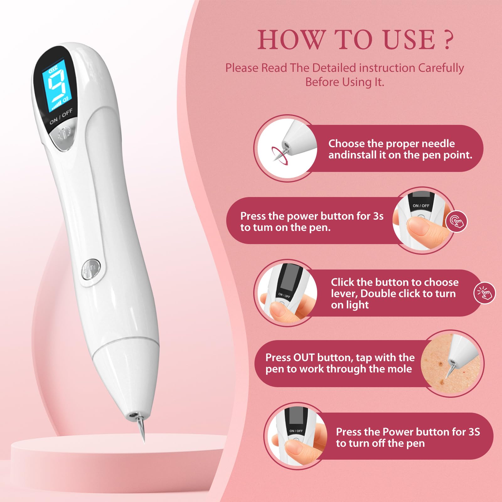 Flyles CTS-15 wart removal at-home setup highlights convenient, step-by-step use.
