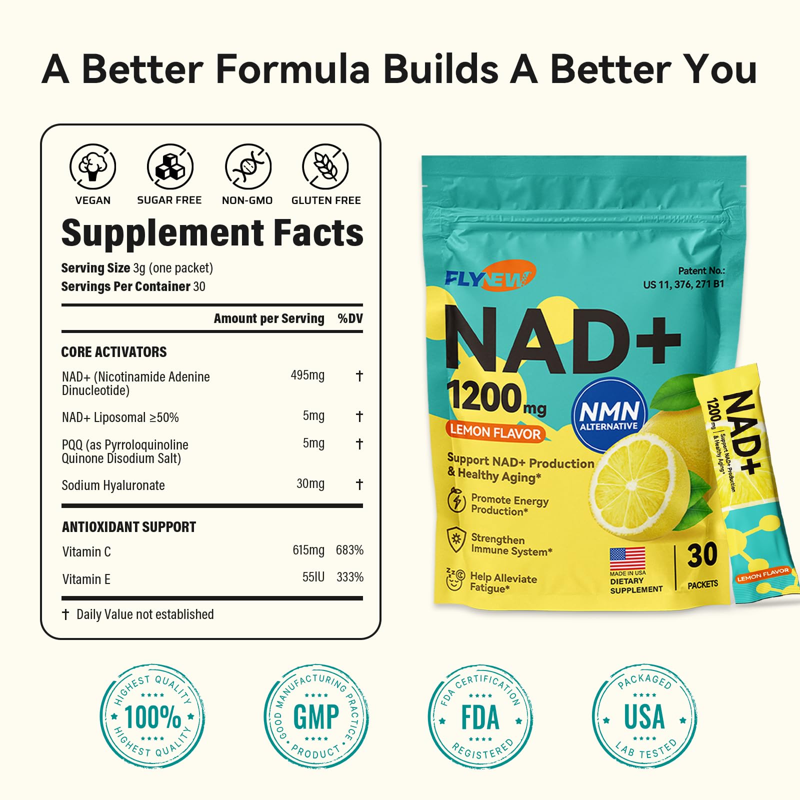 Flynew NAD Plus vitamin E skin barrier protection