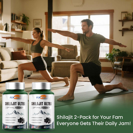 Flynew Shilajit capsules displayed for daily use after dinner.
