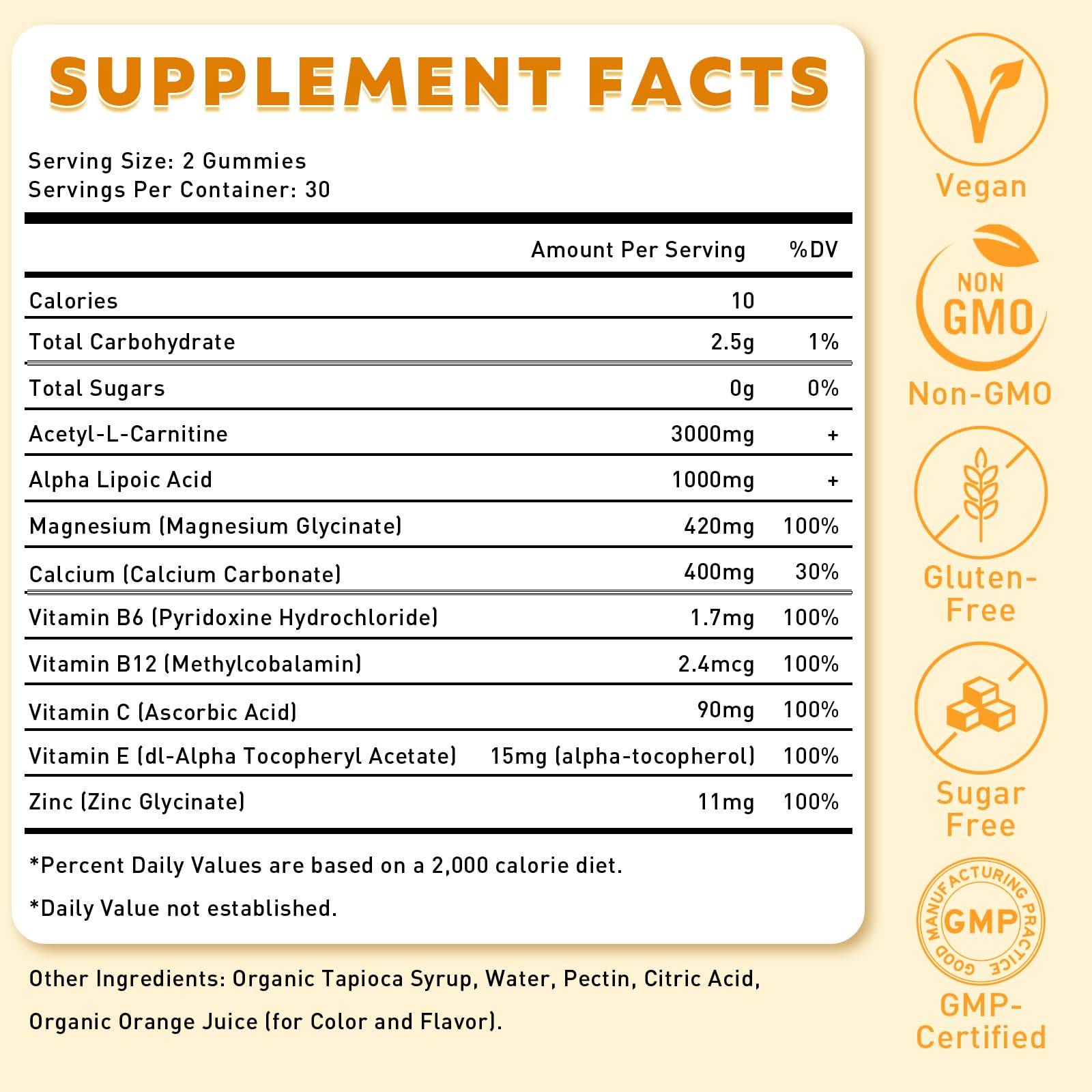 Flyrocer gummies closeup orange flavor highlighting brain-friendly support.