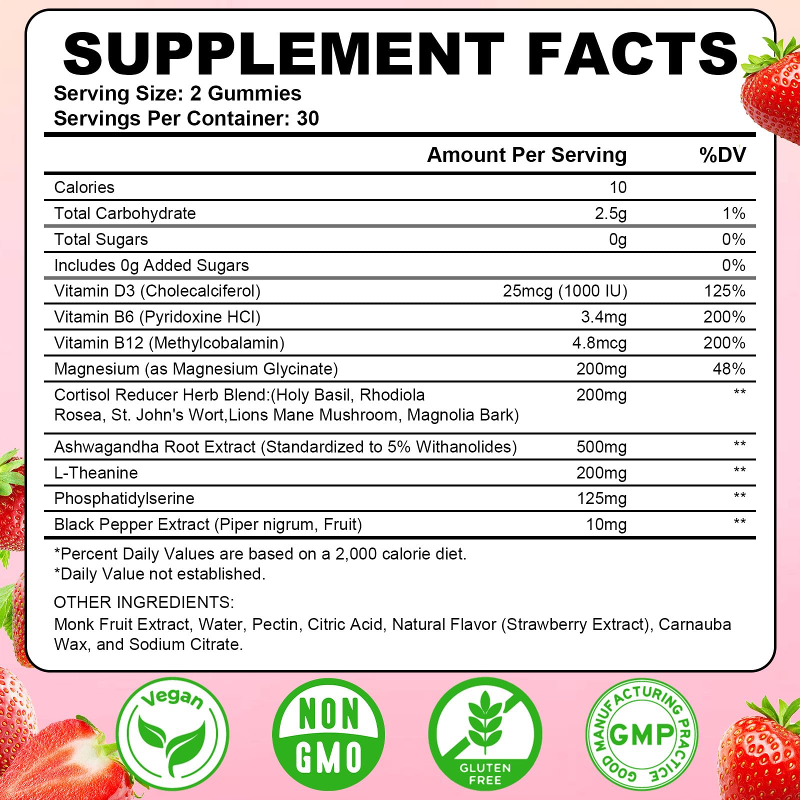 Flyrocer cortisol detox gummies closeup highlighting strawberry flavor for relaxation