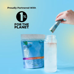 FlyWell travel tonic stir water illustrates refreshing electrolyte boost.