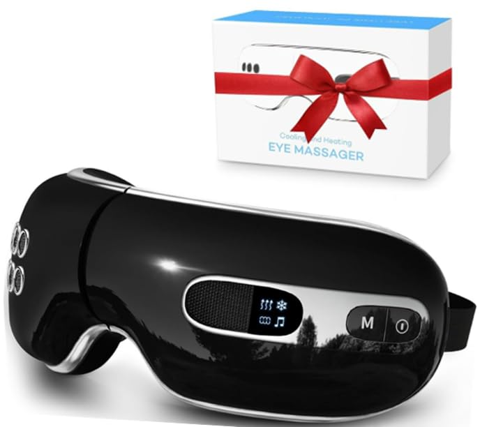 fmlave eye massager with heat and cooling front view relieves eye strain during use