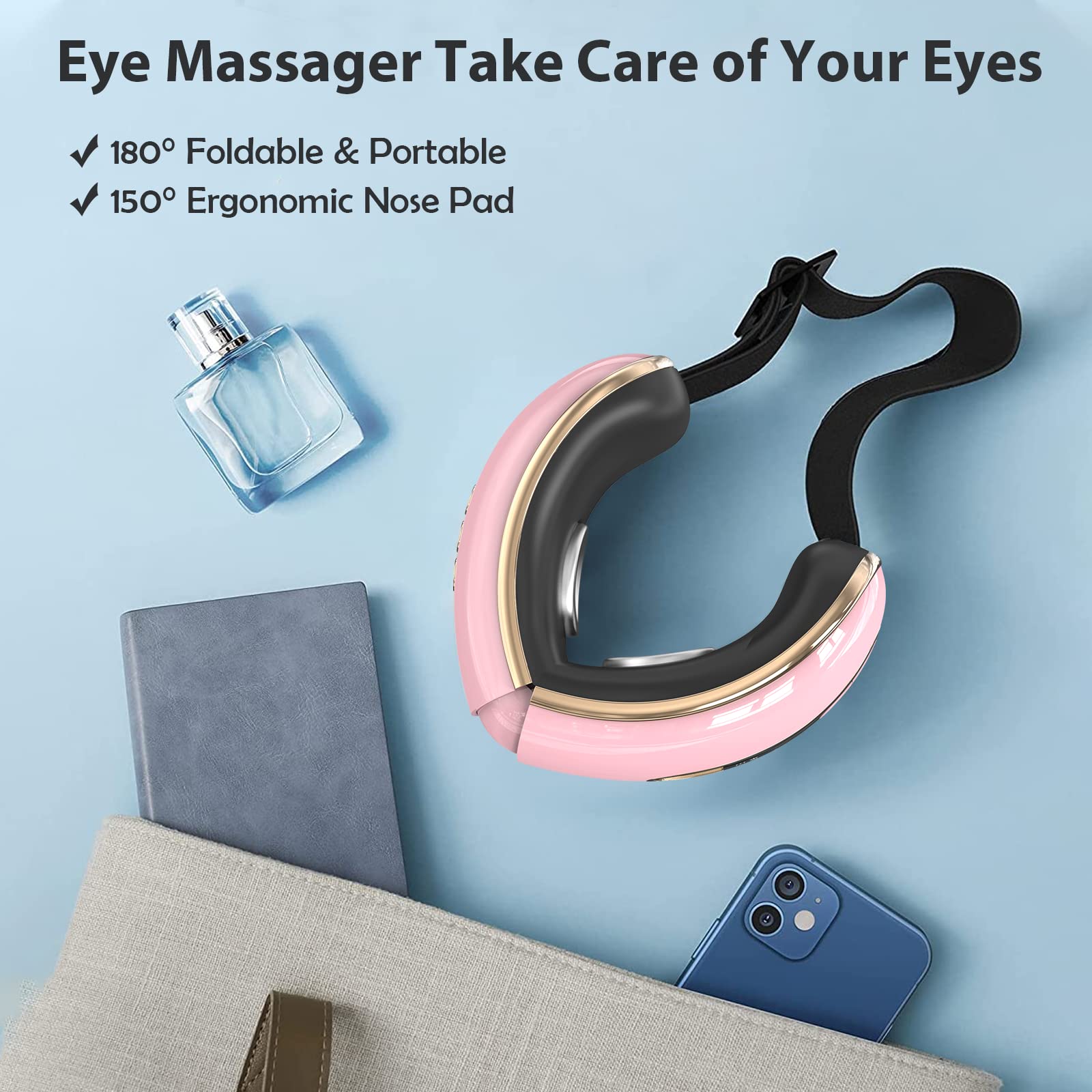 Fmlave eye massager with rechargeable battery for portability