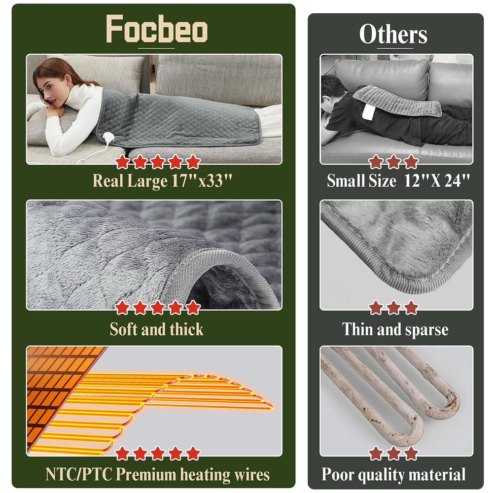 Focbeo XXL heating pad draped over body for full-area coverage