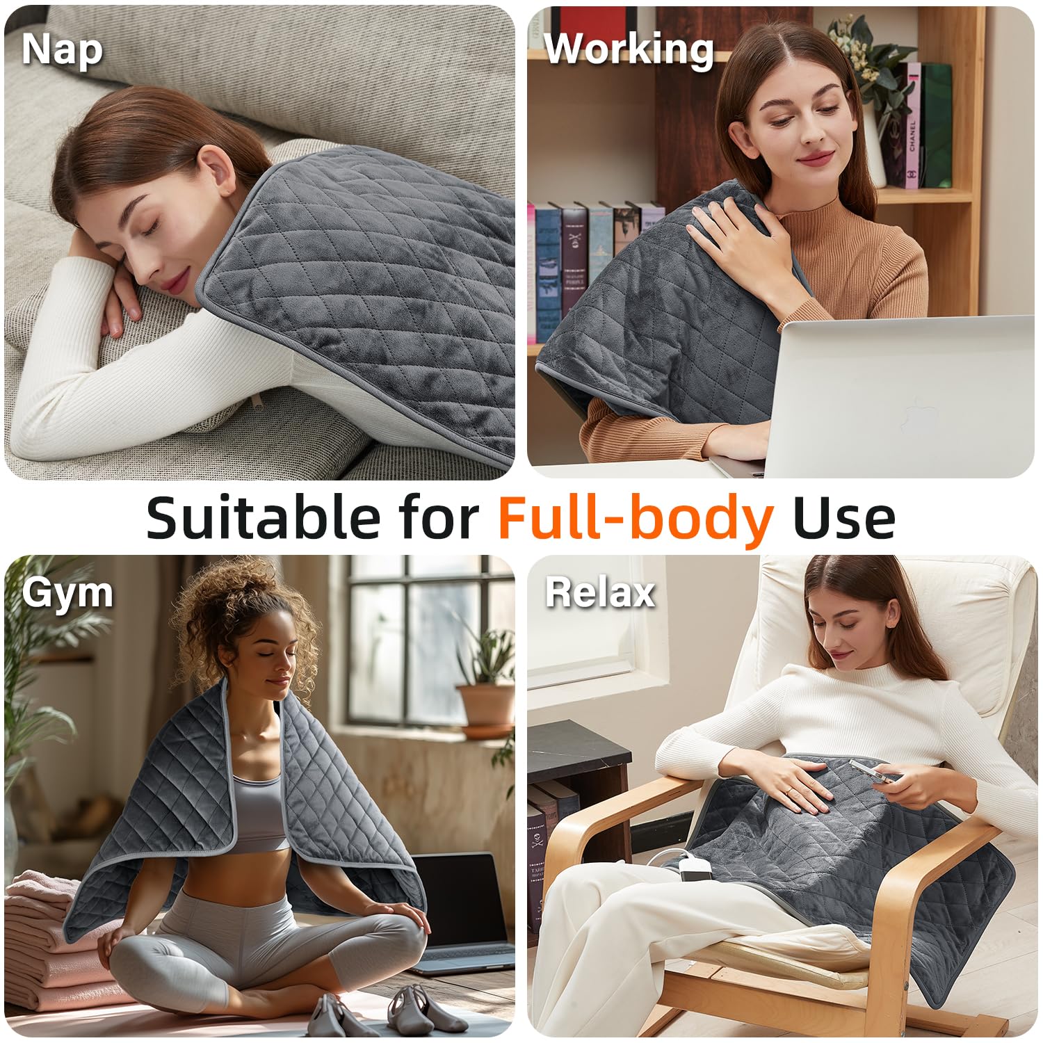 Focbeo 33x17 XL pad in plush fabric shown for comfortable home therapy.