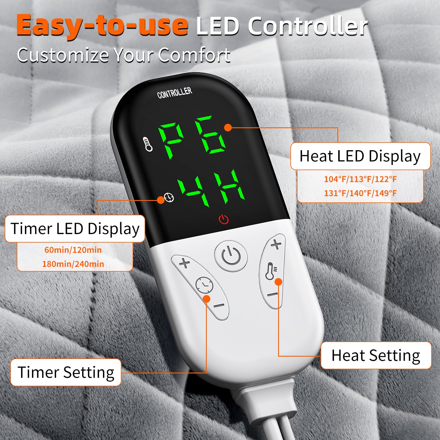Focbeo pad features 4 timer options and auto shut-off for safe, convenient use.
