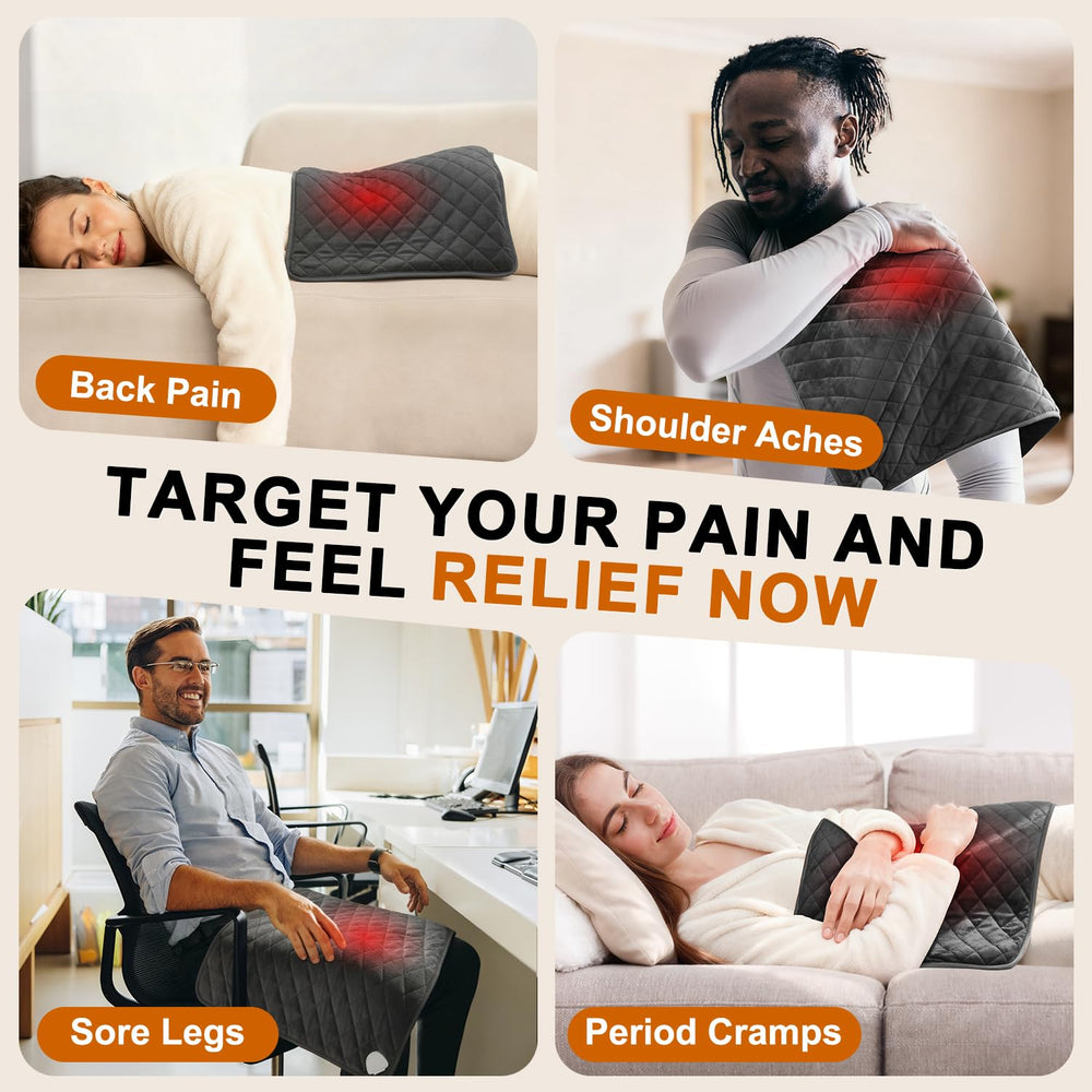 Focbeo heating pad showing moist and dry heat modes for deeper relief
