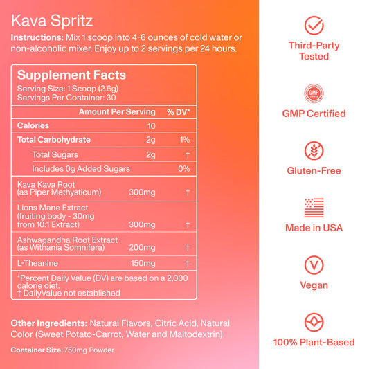 Glass pour of FOCL Kava Spritz over ice for a relaxed moment.