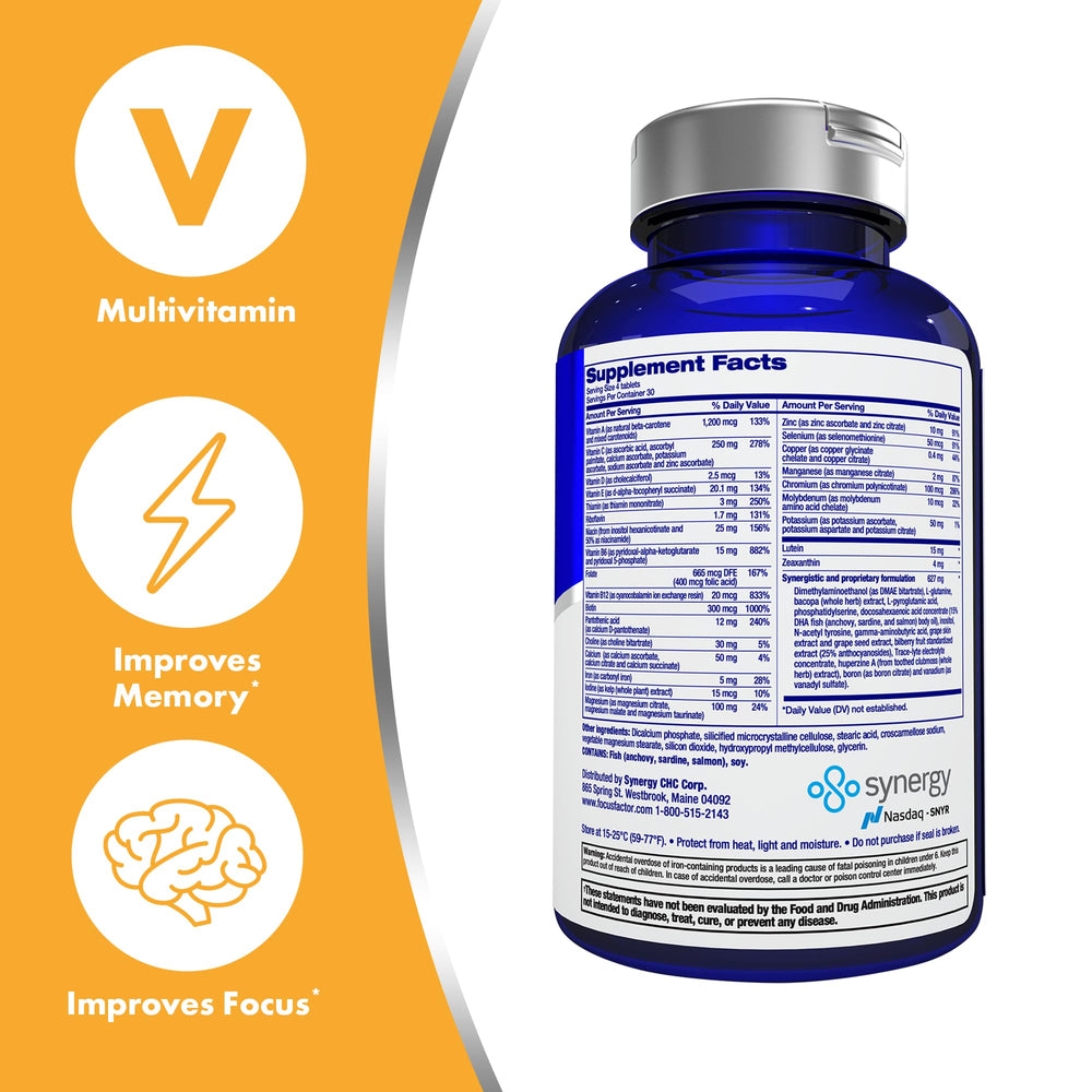 Focus Factor bilberry extract bottle highlighting eye health support.