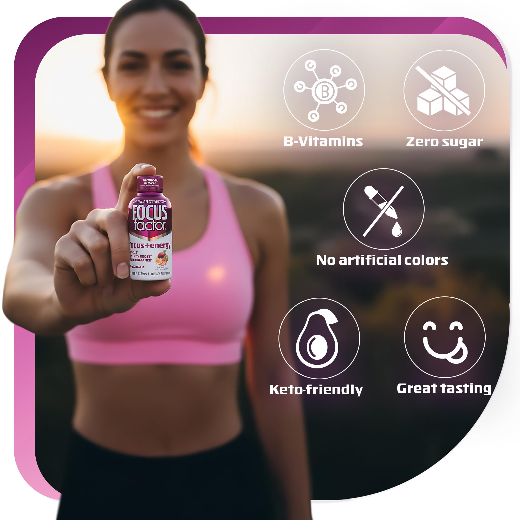 Focus Factor Focus + Energy Shot Tropical Punch cap detail.