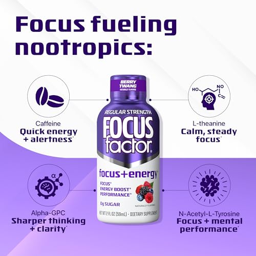 Focus Factor Berry Twang label close-up shows no-sugar formula.