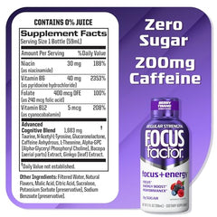 Focus Factor Berry Twang bottle pour highlights quick, on-the-go focus.