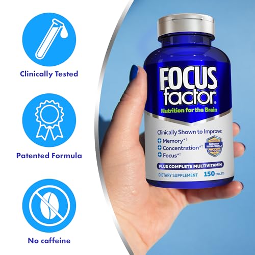 Focus Factor label information close-up highlights vitamins and minerals in the formula