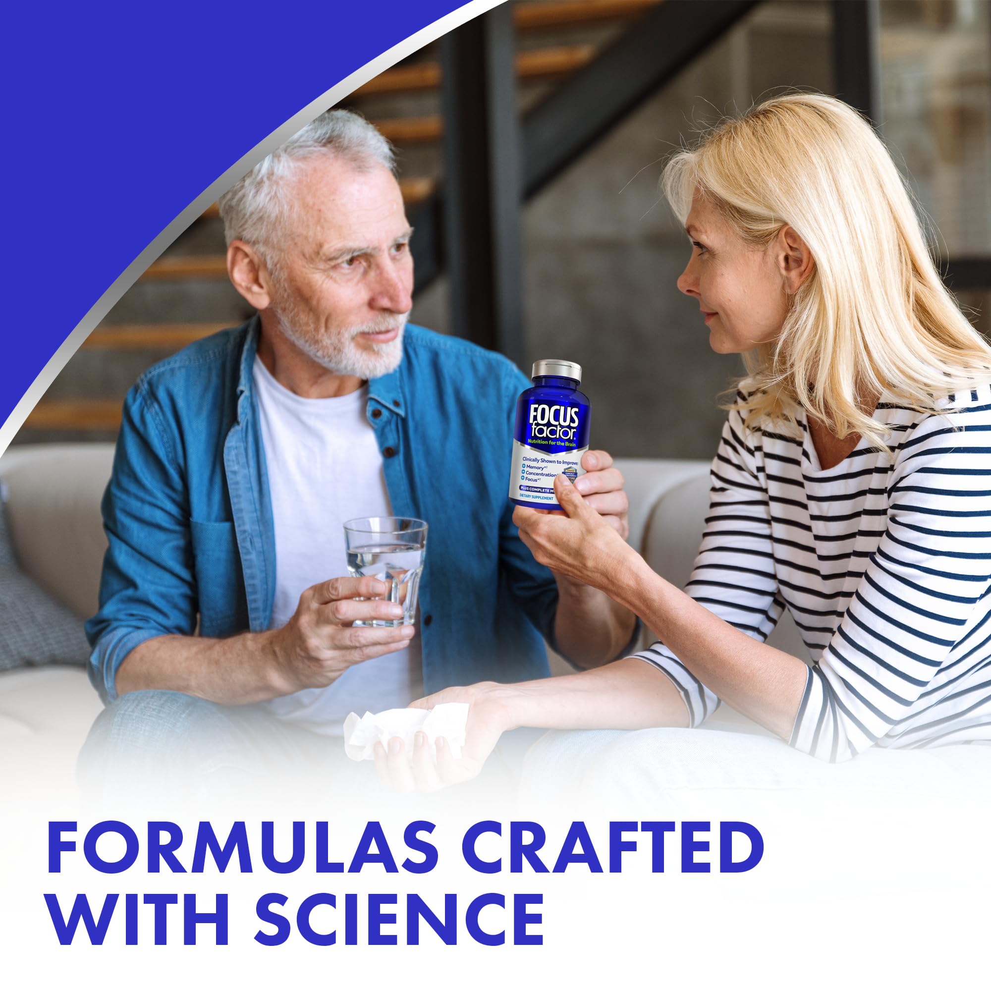 Focus Factor packaging box emphasizing daily brain support routine.