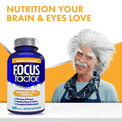 Working at a desk with Focus Factor logo suggests focus on tasks.