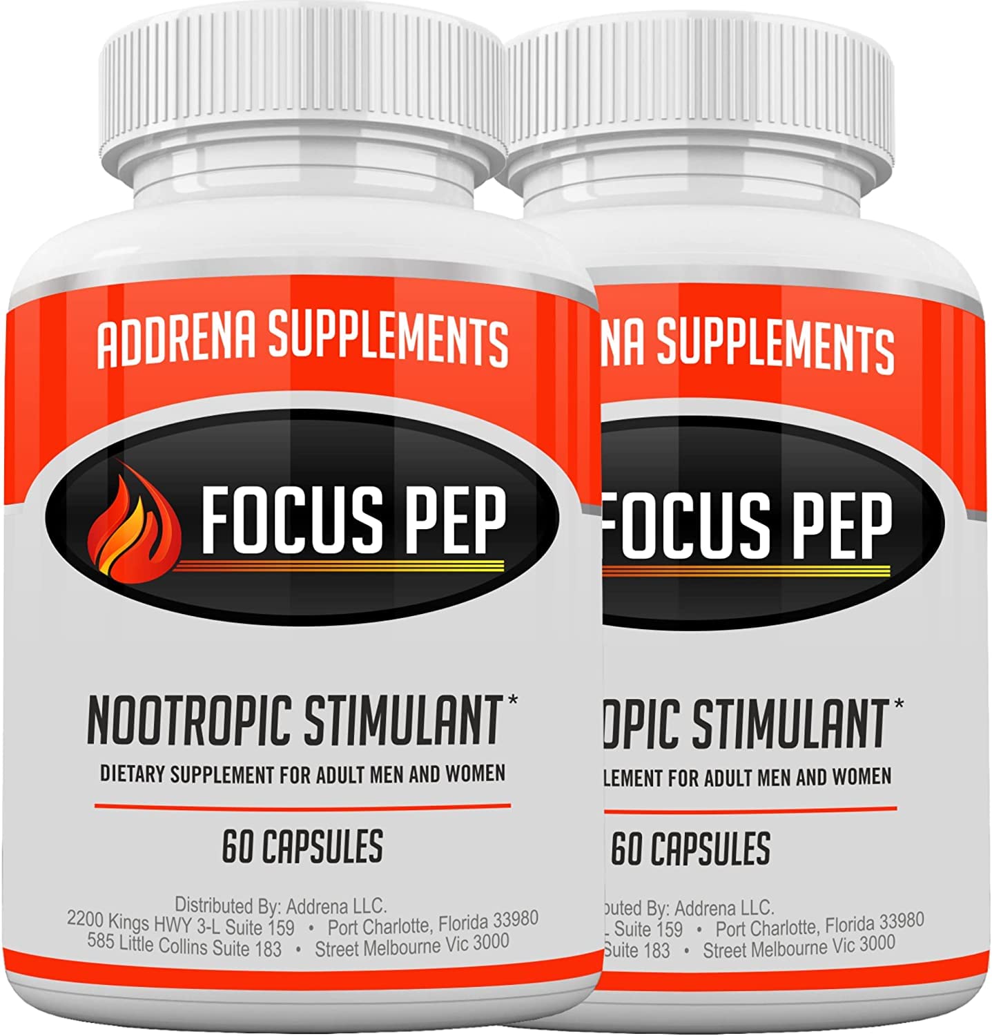 Focus Pep bottle front view highlights trusted branding and dosage.