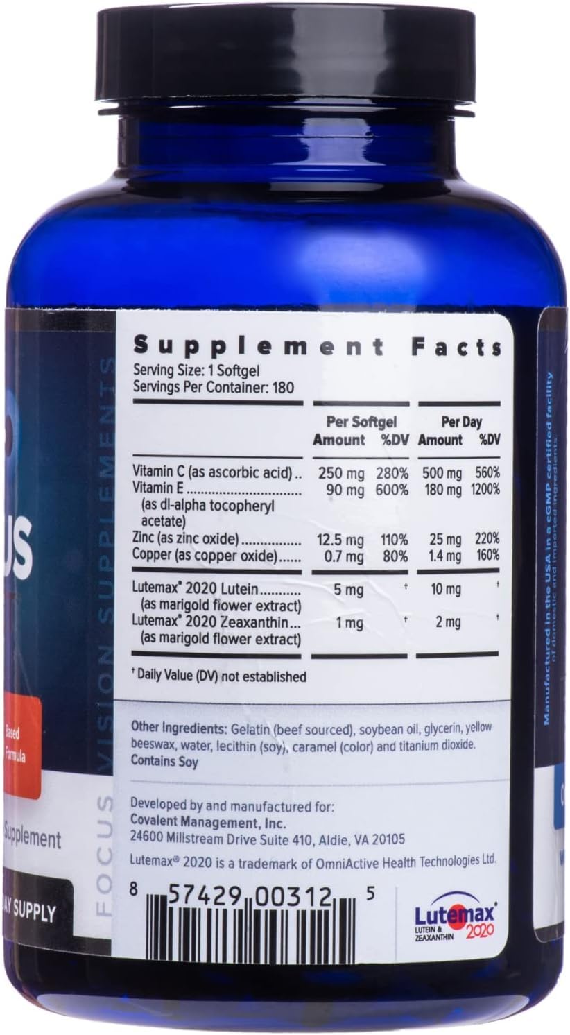 Focus Select AREDS2 bottle cap closeup emphasizes quality and safety