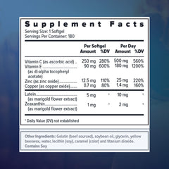 Close-up of Focus Select AREDS2 softgels demonstrating easy-to-swallow design for daily dosing.