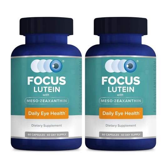 Focus Vision Supplements lutein bottle label, supporting macular health for everyday visual clarity.