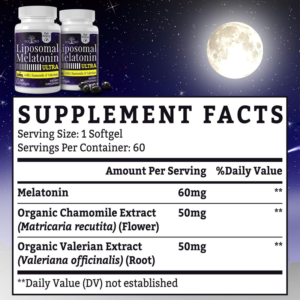 Fogoro melatonin with chamomile and valerian blend for a soothing evening